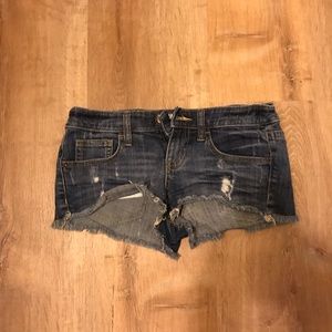 Destroyed Dark Denim Shorts